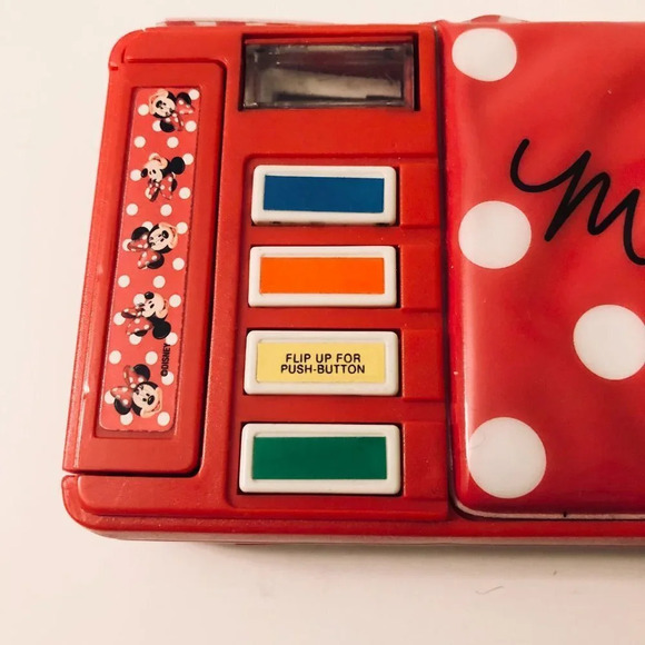 Vintage 90s Disneys Minnie Mouse Kids Double Sided Pencil Case With 4 Buttons - Picture 11 of 16